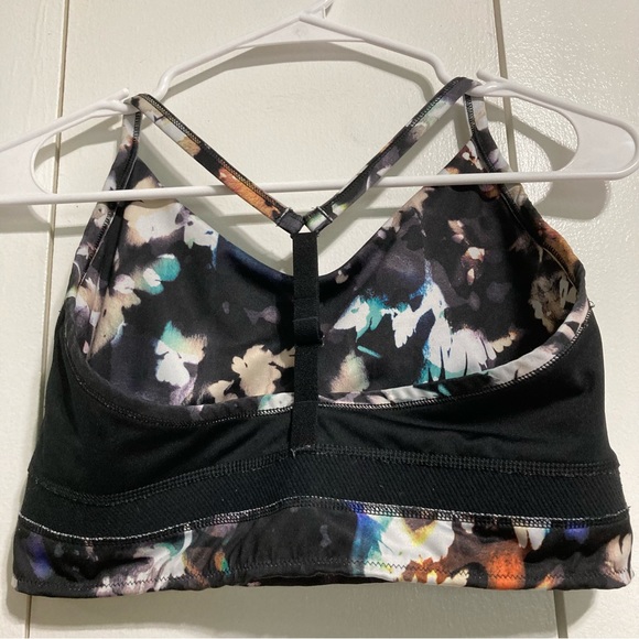 NIKE Indy Floral Dri Fit Black White Green Tan Sports Athletic Exercise Bra LRG - Picture 11 of 13